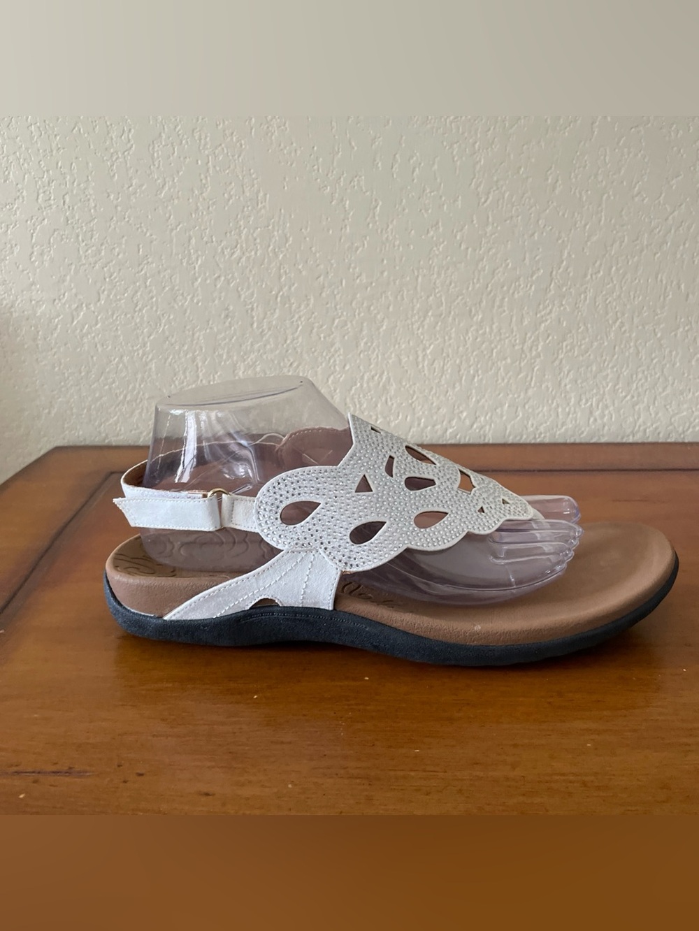 Rockport Ridge Sling Womens Sandals Sz 10 White Silver Bling Leather Laser Cut - Picture 6 of 14